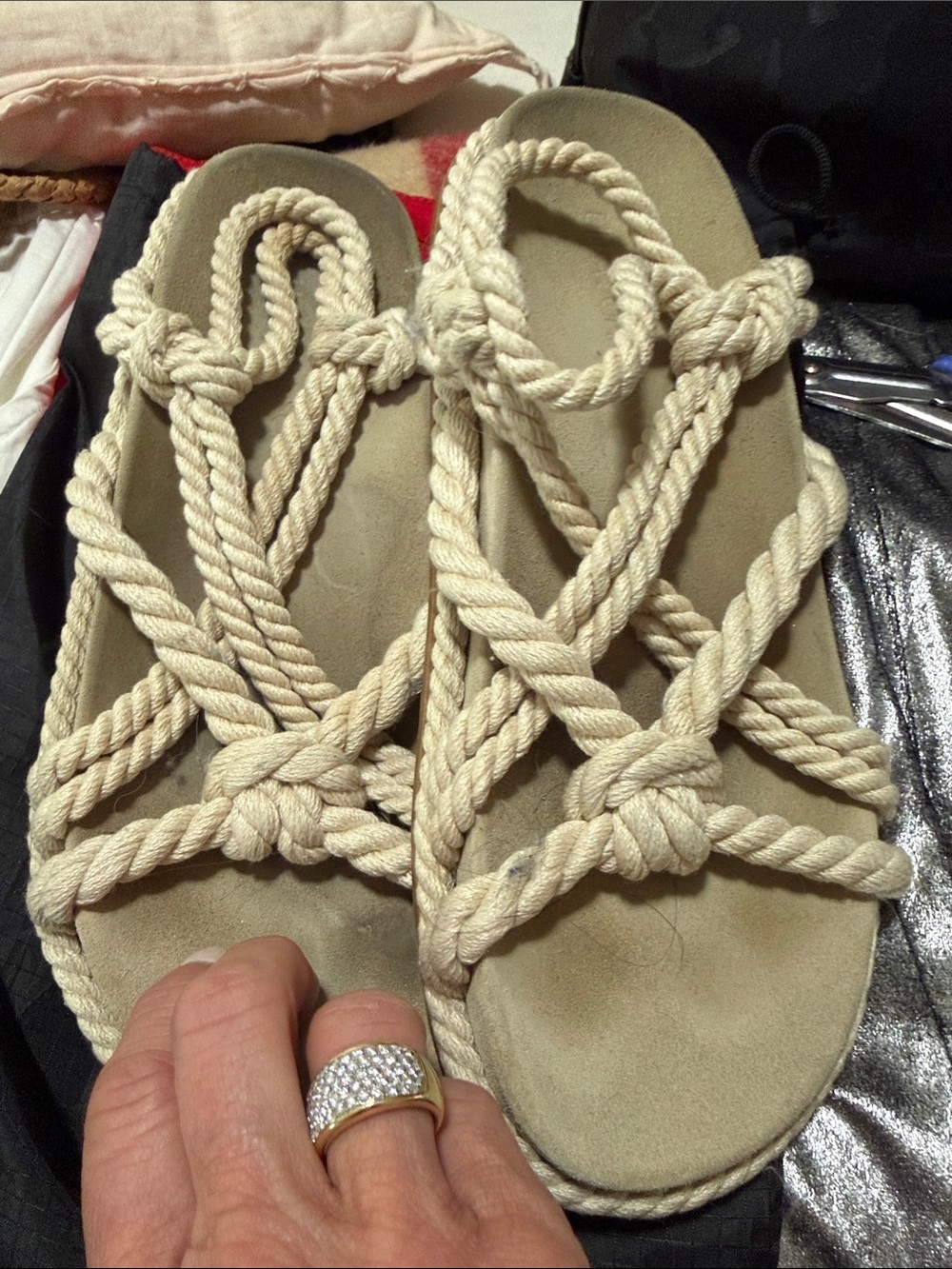 Ulla Johnson Cream Braided Rope Knot Sandals